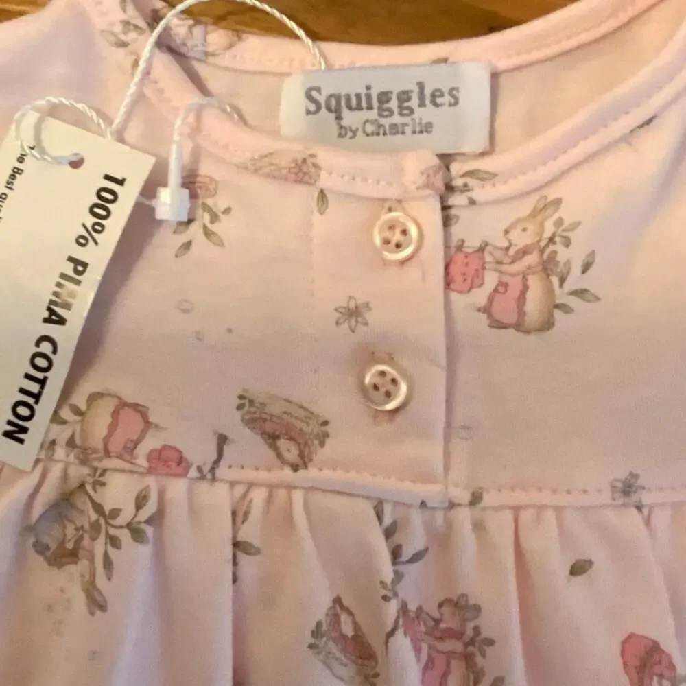 Squiggles by Charlie Pima‎ Cotton bunny One piece outfit NWT size 6/9mo